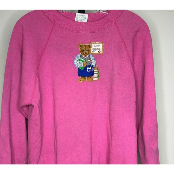 Hanes 1990s Large‎ Lawyer Bear Puff Paint Handmade Decal Sweatshirt- Large - Picture 1 of 5